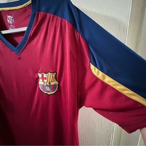 FCB Barcelona Burgundy Navy V NeckShirt